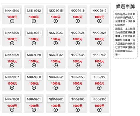 車牌級數|選號及轉帳